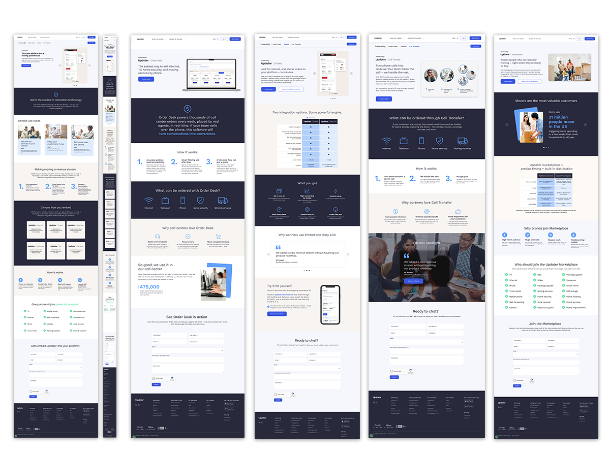 Samples of Updater Landing Pages